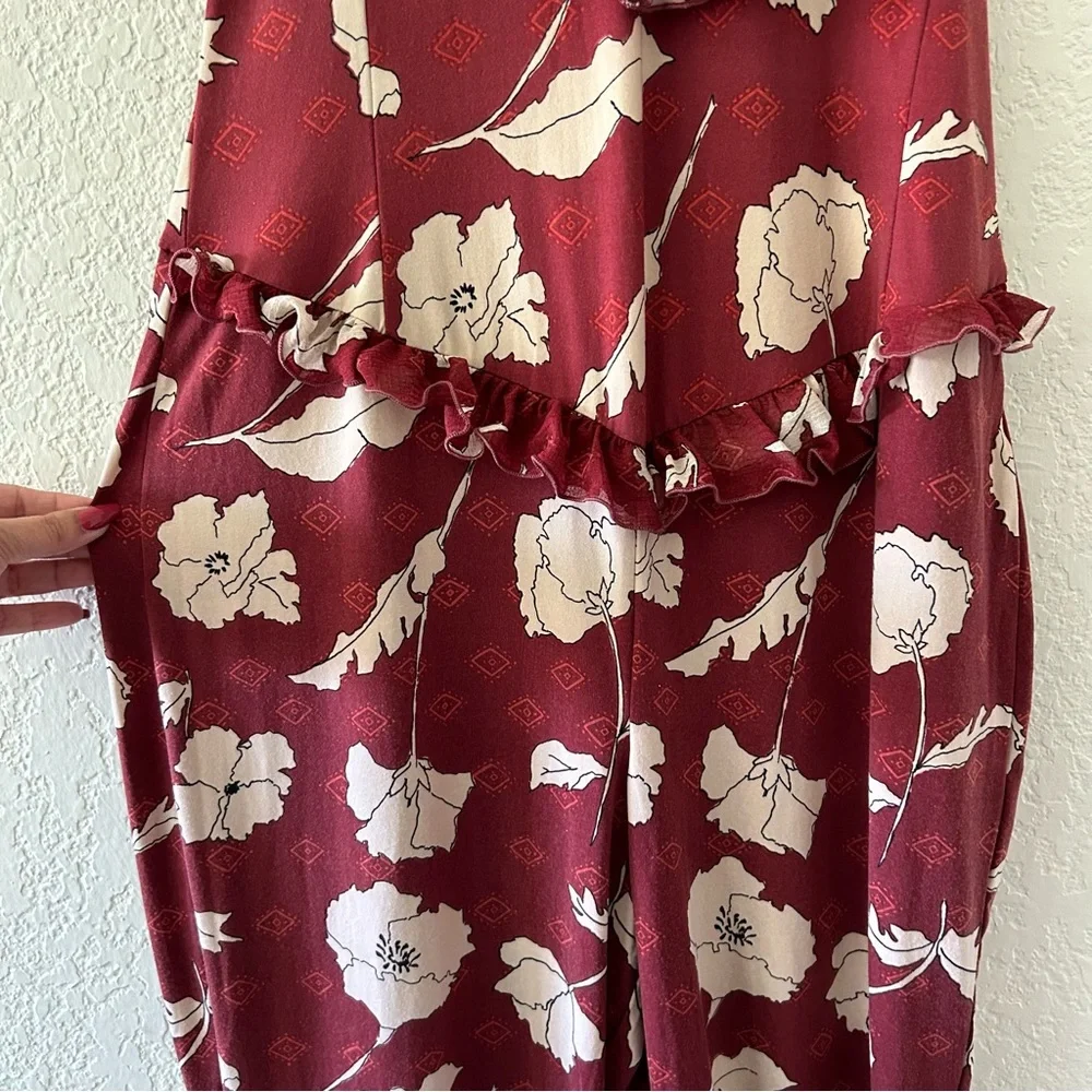 Free People Austin Floral Bell Bottom Ruffled Hem Jumpsuit Women’s Size Medium - Picture 6 of 9